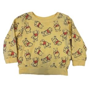 Disney Winnie The Pooh Size 2T Fleece Pullover‎ Sweatshirt Yellow All-Over Print
